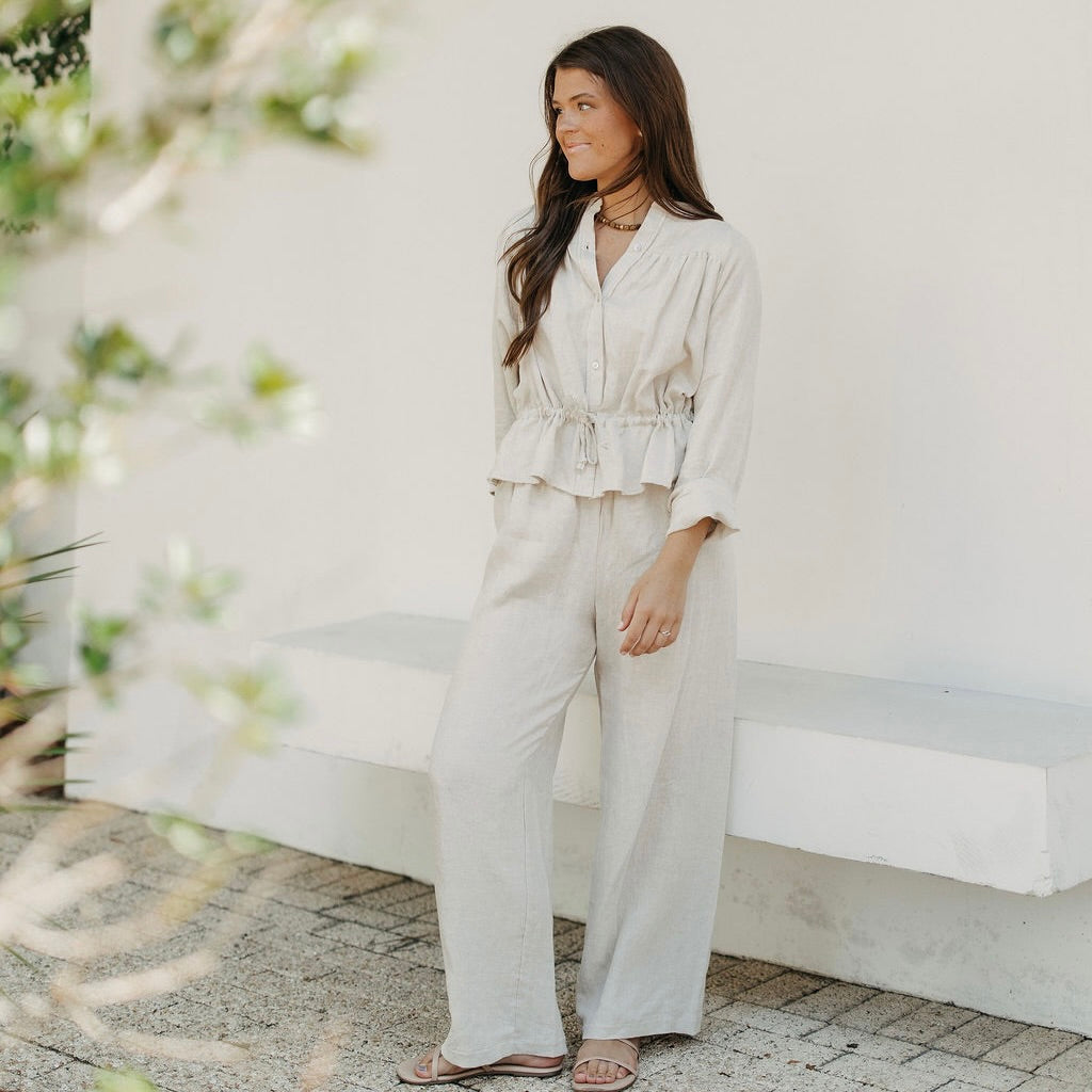Oatmeal Linen Venice Top