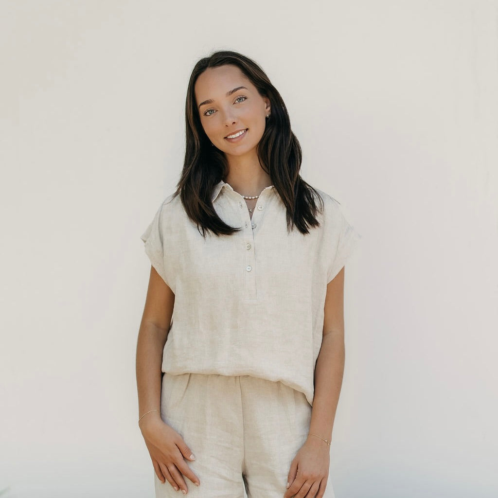 Oatmeal Linen Amalfi Top