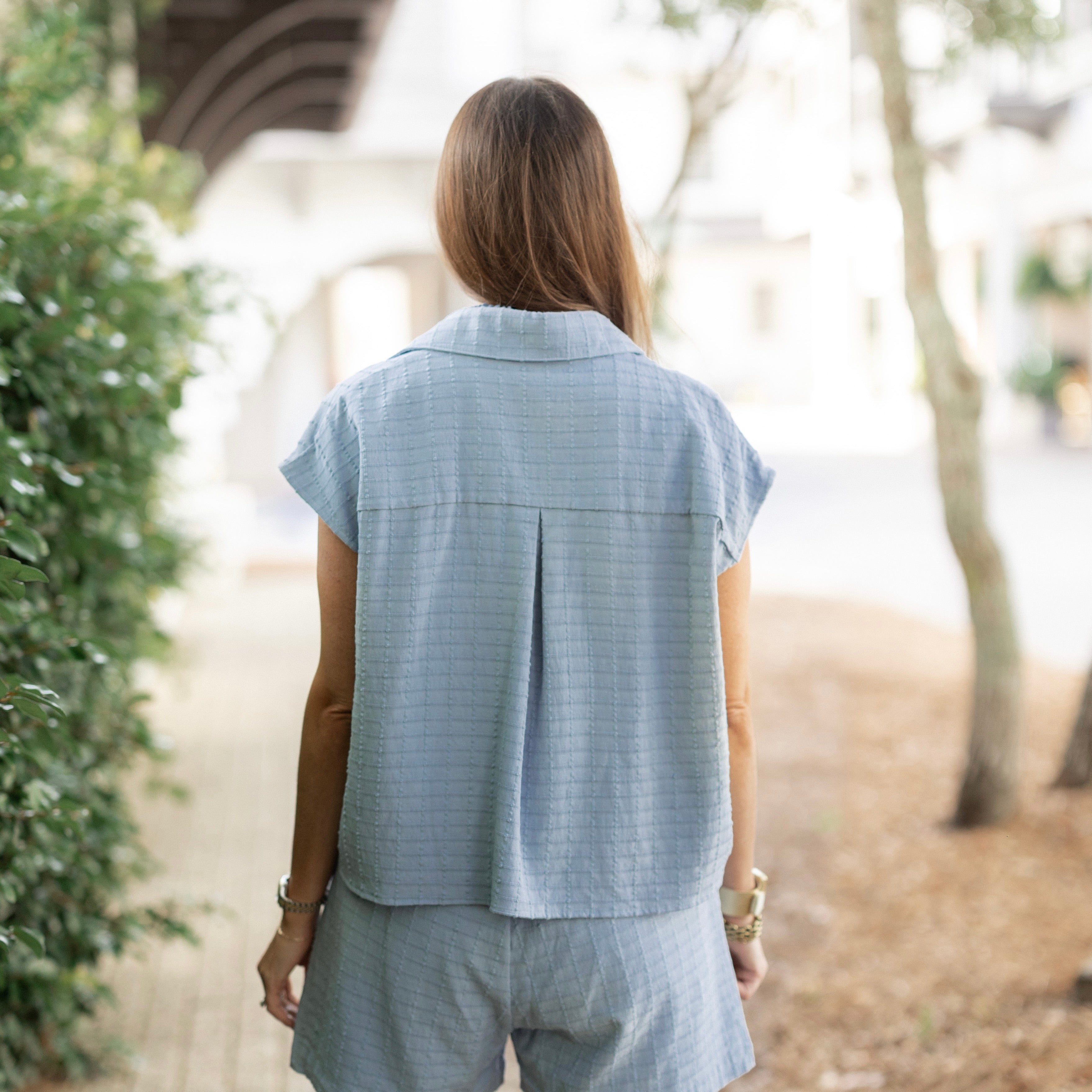 Blue Textured Mina Top