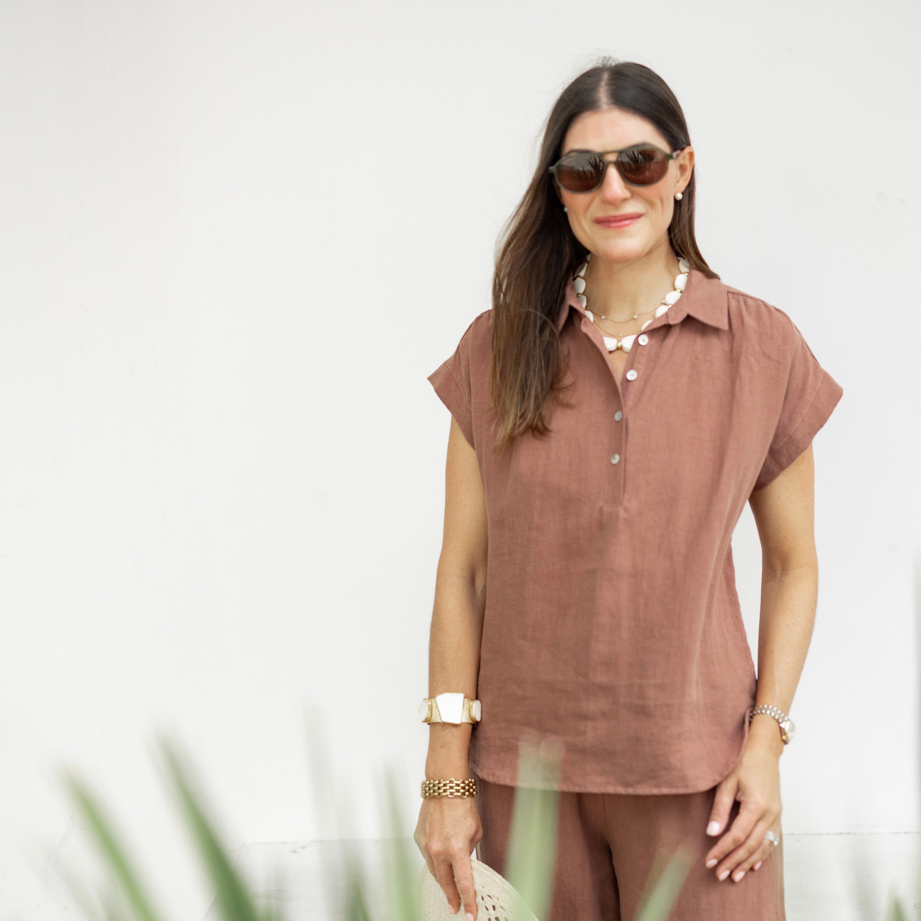Cocoa Linen Amalfi Top