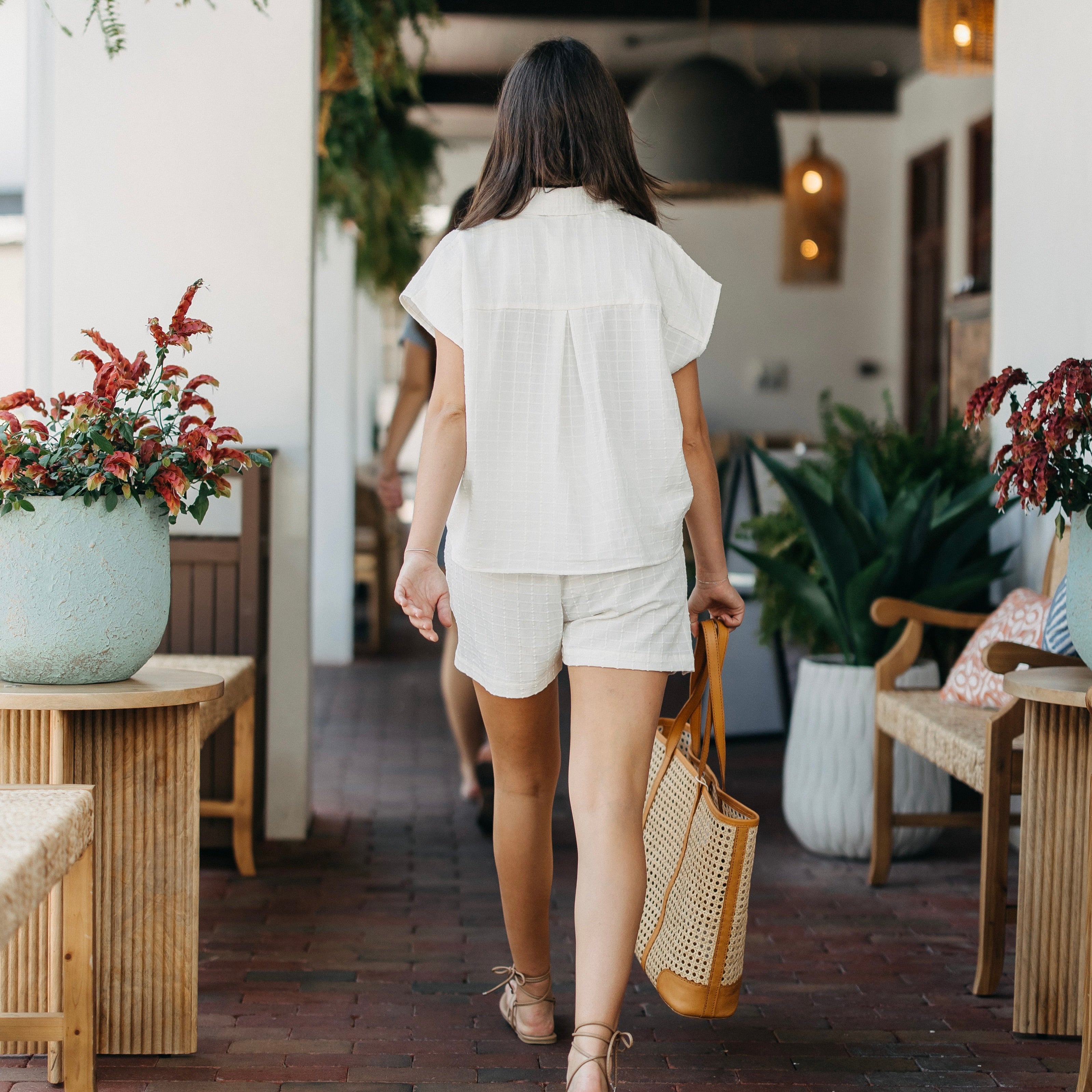 White Textured Everyday Short