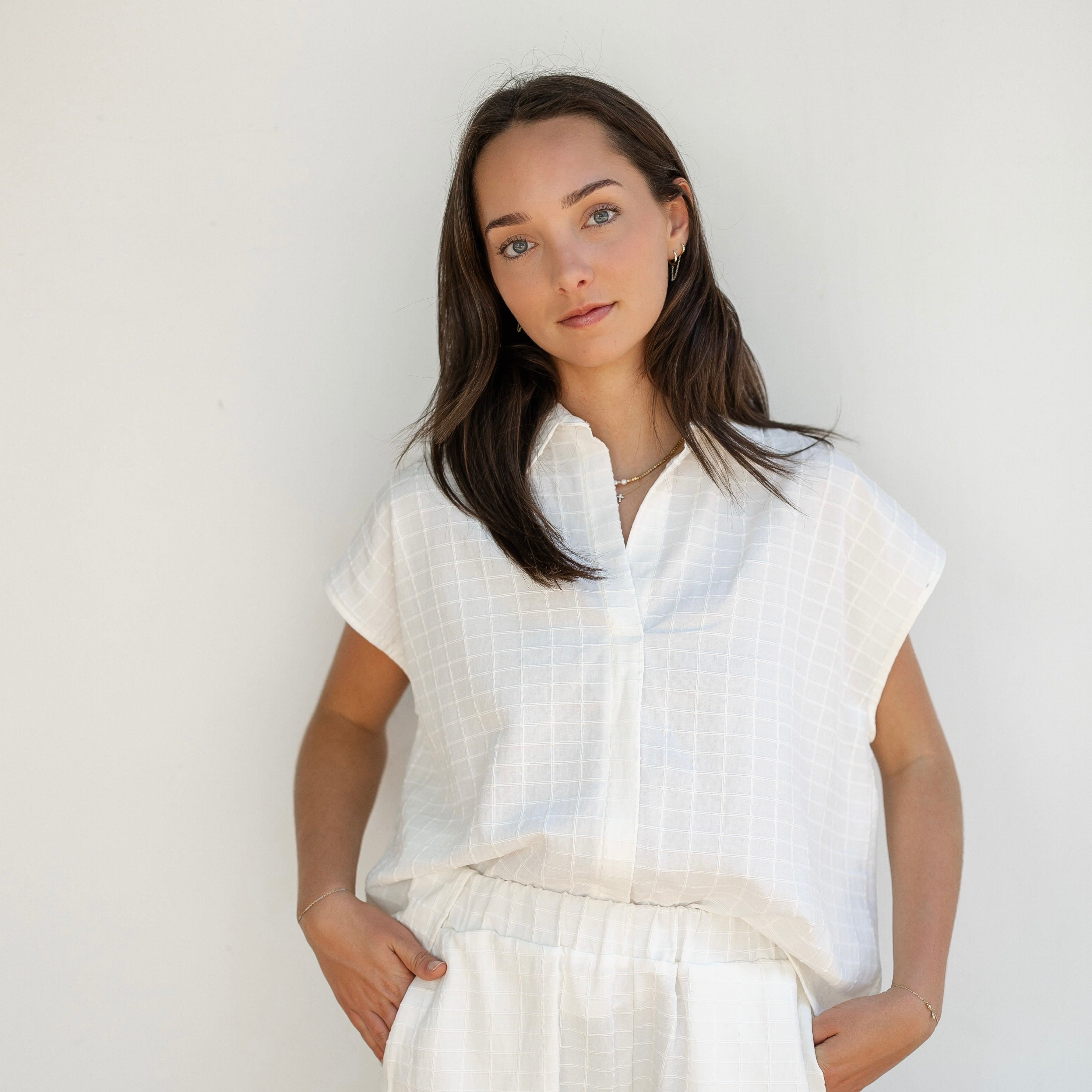 White Textured Everyday Short