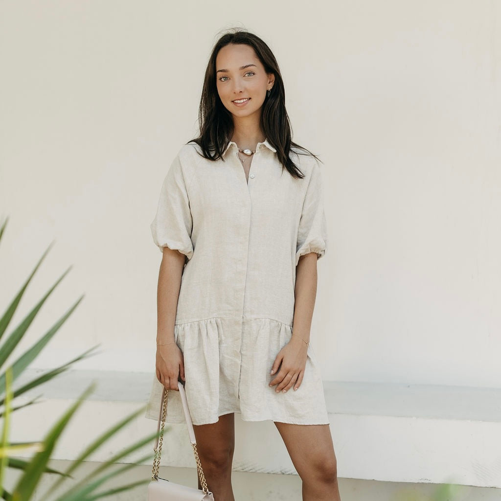 Oatmeal Linen Capri Dress