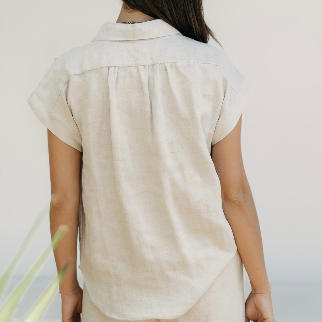 Oatmeal Linen Amalfi Top