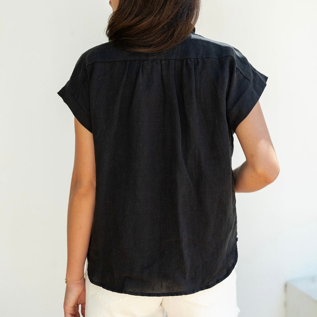 Black Linen Amalfi Top