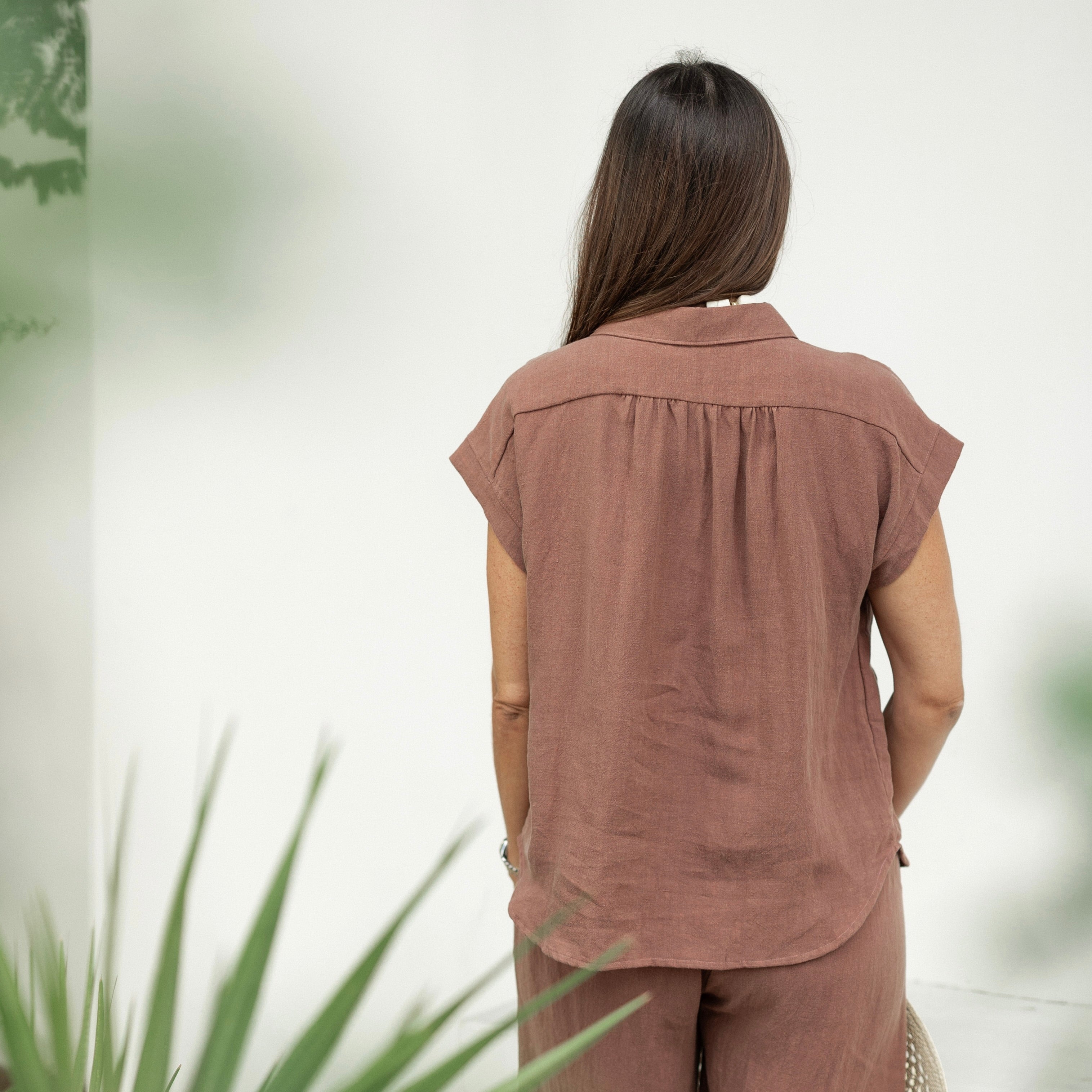 Cocoa Linen Amalfi Top