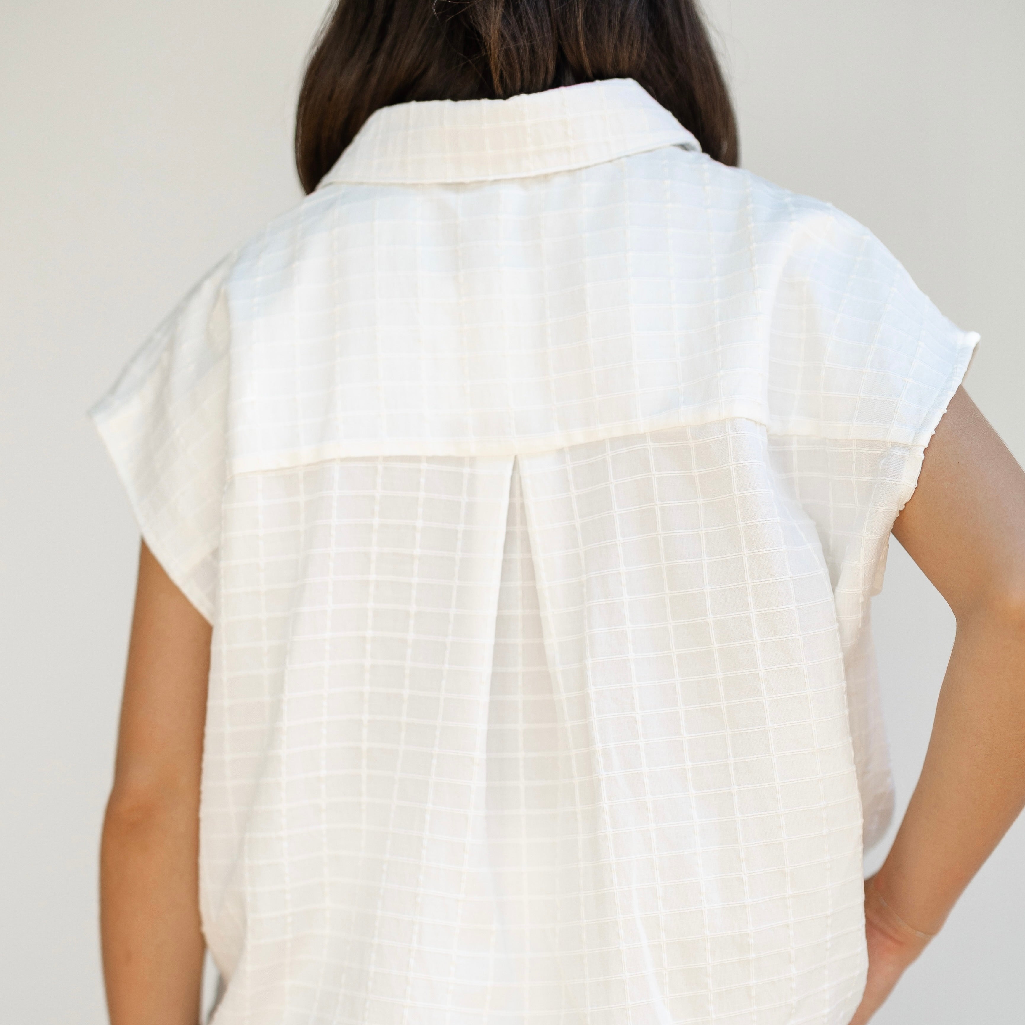 White Textured Mina Top